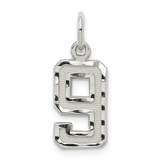 Sterling Silver Small #9 Charm