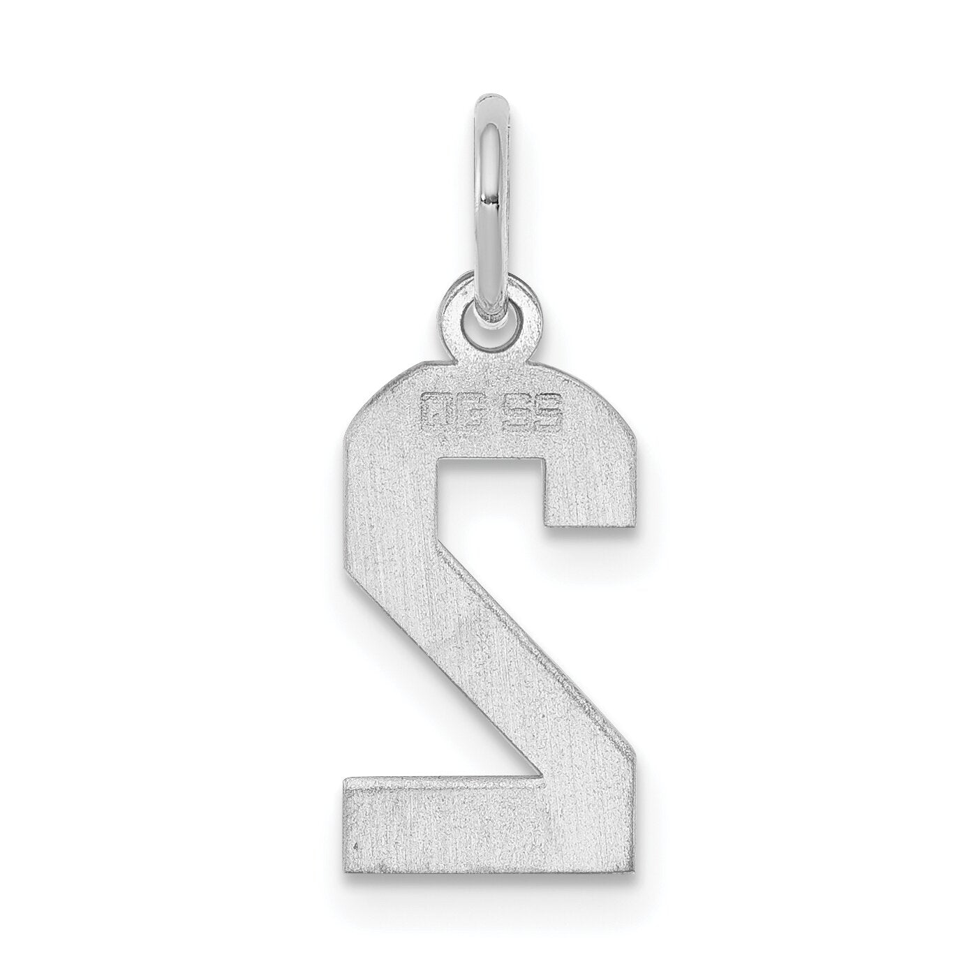 Sterling Silver Small Polished Number 2 Charm Pendant