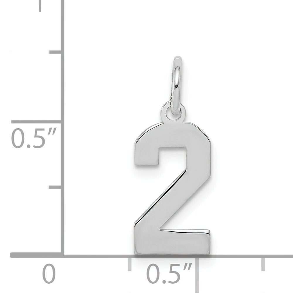 Sterling Silver Small Polished Number 2 Charm Pendant