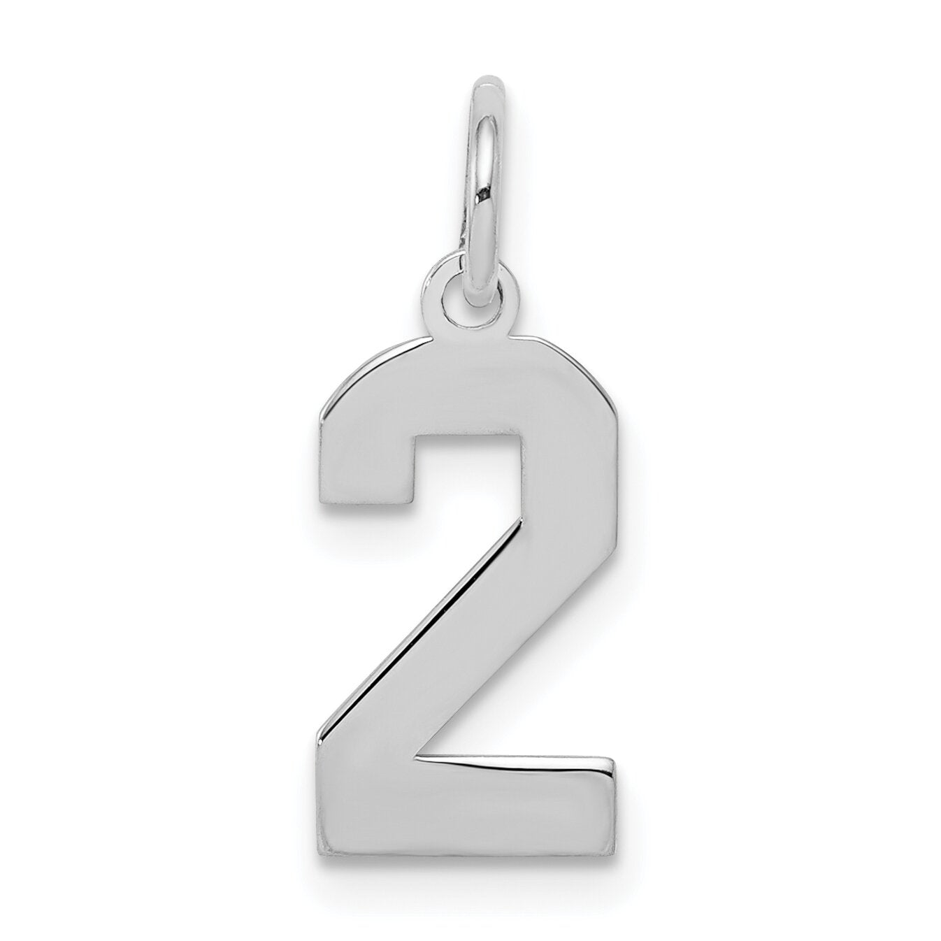 Sterling Silver Small Polished Number 2 Charm Pendant