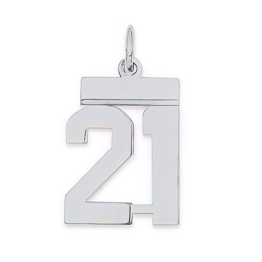 Sterling Silver Small Number 21 Charm