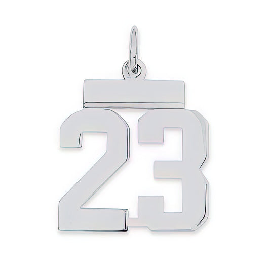 Sterling Silver Small Polished Number 23 Charm Pendant