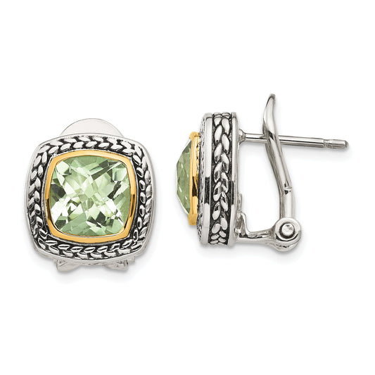 Town & Country Sterling Silver & 14K Gold Green Amethyst Earrings
