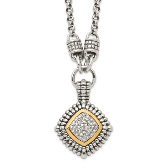 Town & Country Sterling Silver & 14K Gold Diamond Necklace 17"