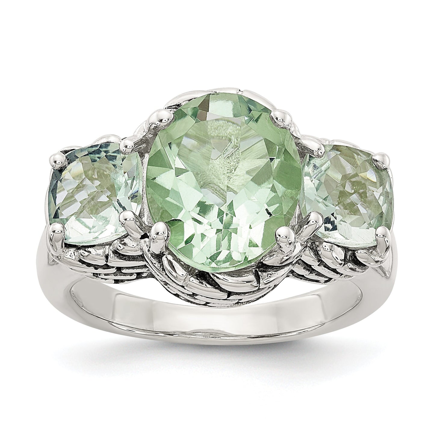 Town & Country Sterling Silver Green Amethyst Ring Size 7