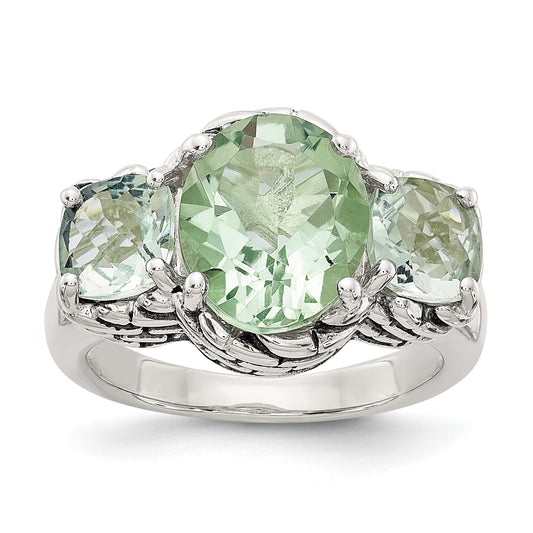 Town & Country Sterling Silver Green Amethyst Ring Size 7