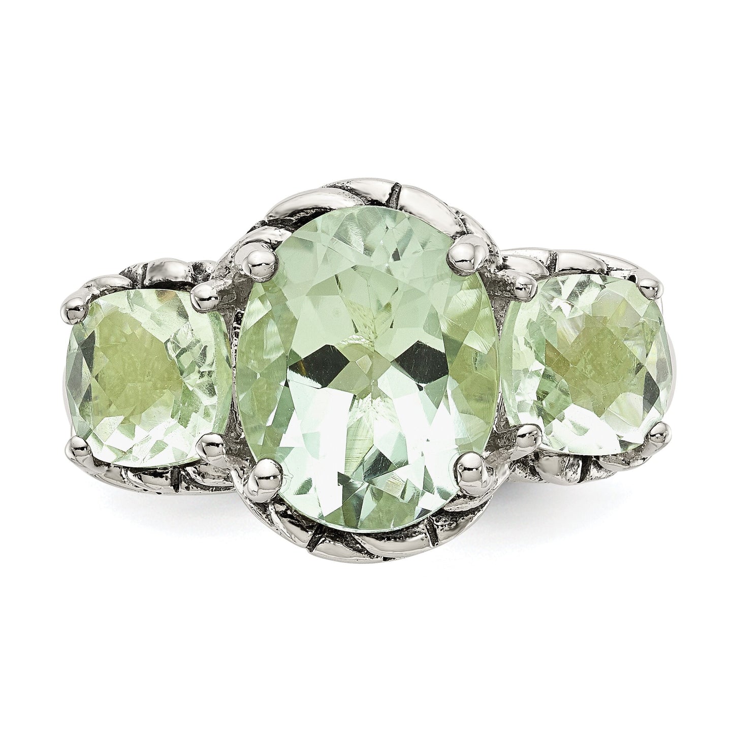 Town & Country Sterling Silver Green Amethyst Ring Size 7