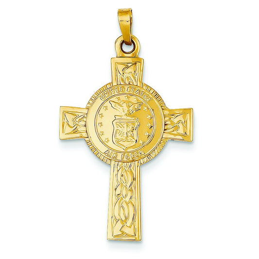 14K Gold Cross Air Force Insignia Pendant