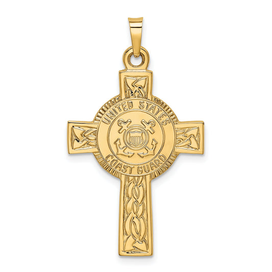 14K Gold Cross Coast Guard Insignia Pendant