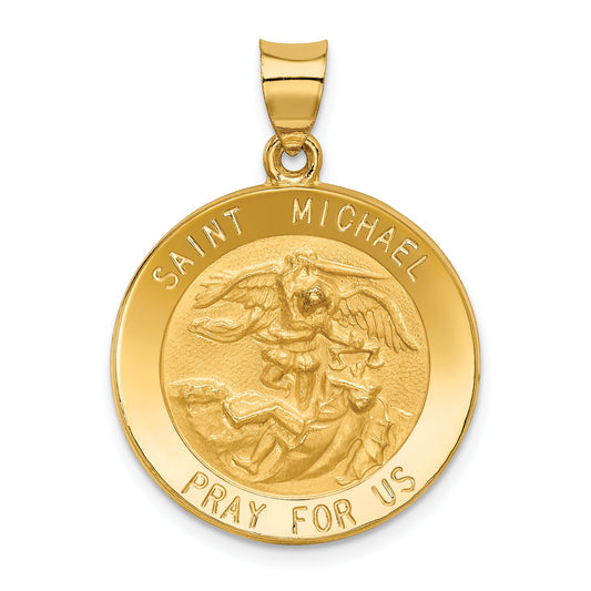14K Gold Saint Michael Medal Pendant