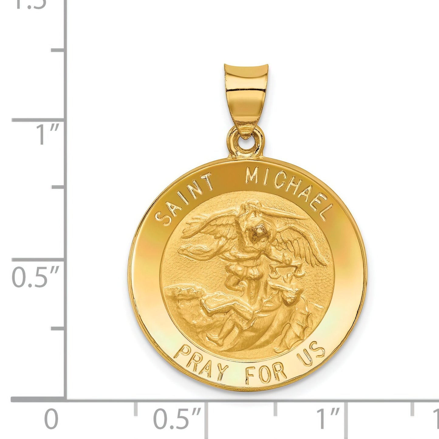 14K Gold Saint Michael Medal Pendant