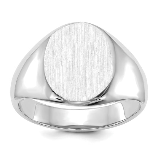 14K White Gold Mens Signet Ring Sz 8