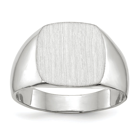 14K White Gold Mens Signet Ring Sz 9