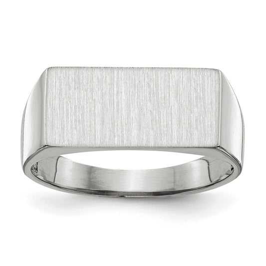 14K White Gold Mens Signet Ring Sz 9