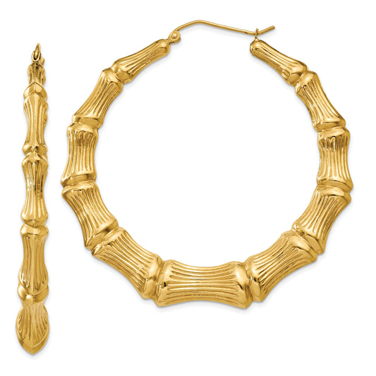 14K Gold Bamboo Hoop Earrings