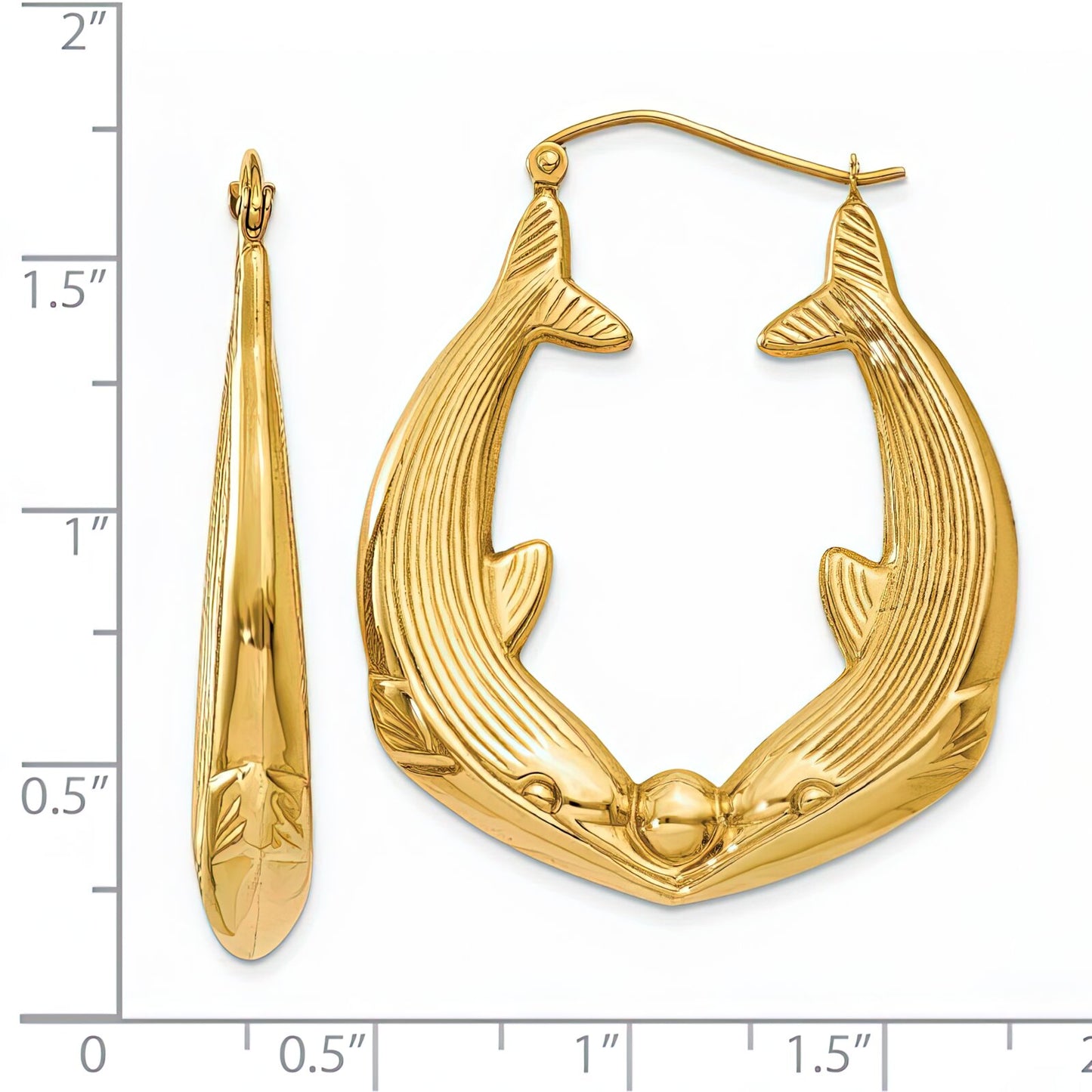 14K Gold Dolphin Hoop Earrings