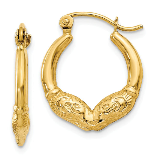 14K Gold Ram Hoop Earrings