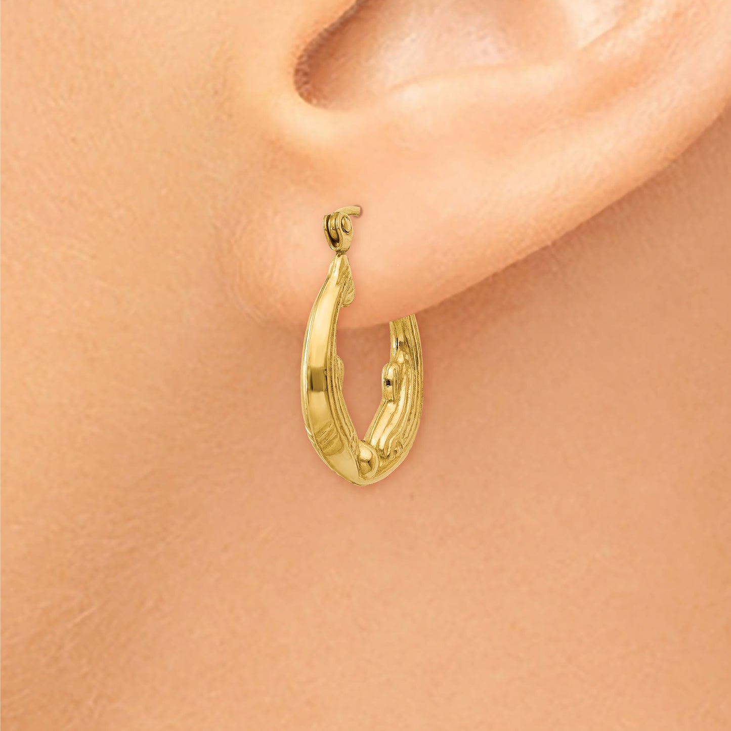 14K Gold Dolphin Hoop Earrings