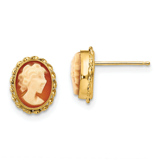 14K Gold Cameo Stud Earrings