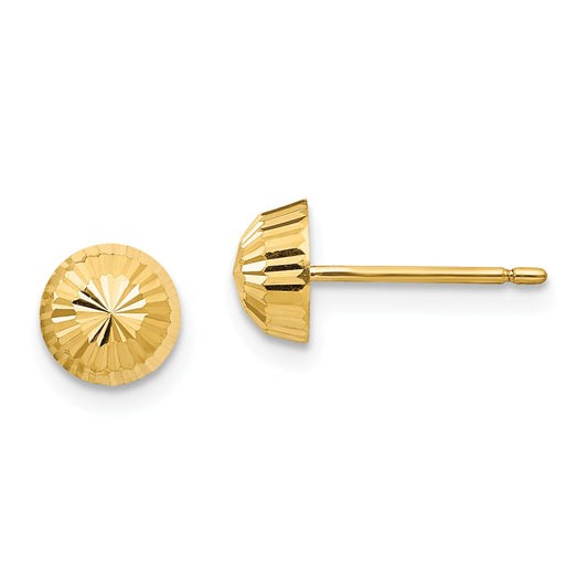 14K Gold Diamond Cut Swirl Ball Stud Earrings