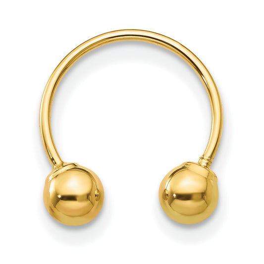 14K Gold Single Beaded Half Hoop Screwback Earring