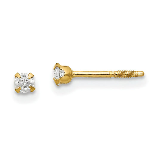 14K Gold Cubic Zirconia Baby Earrings