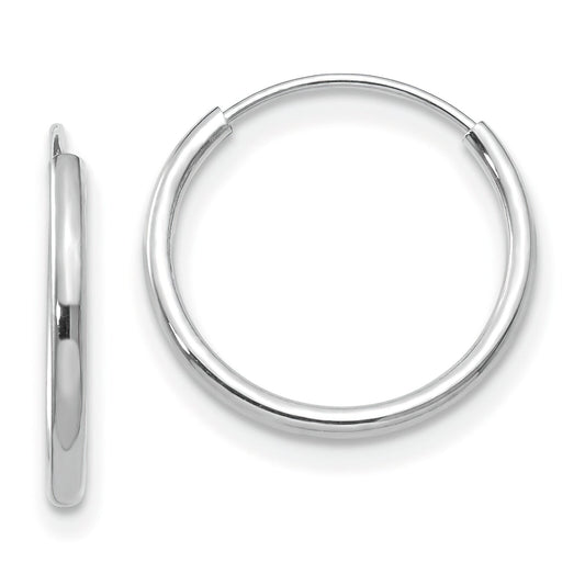 14K White Gold Endless Hoop Earrings