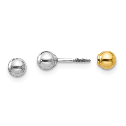 14K Two Tone Gold Reversible Ball Earrings