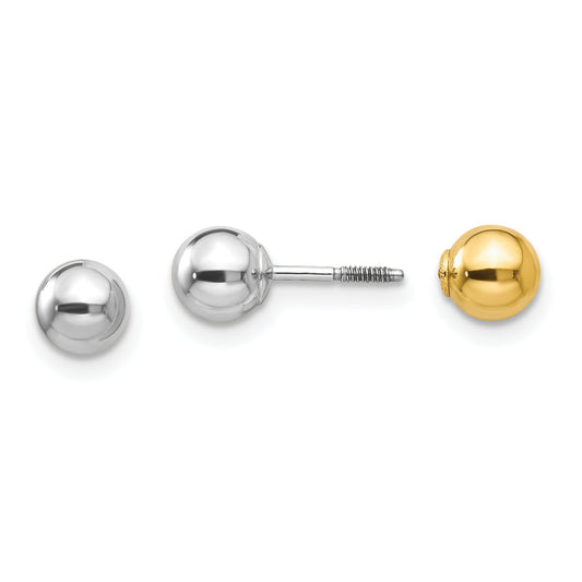 14K Two Tone Gold Reversible Ball Earrings
