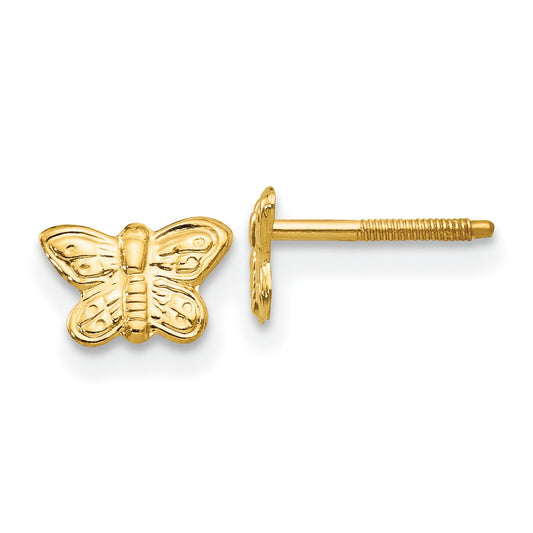 14K Gold Butterfly Screwback Earrings