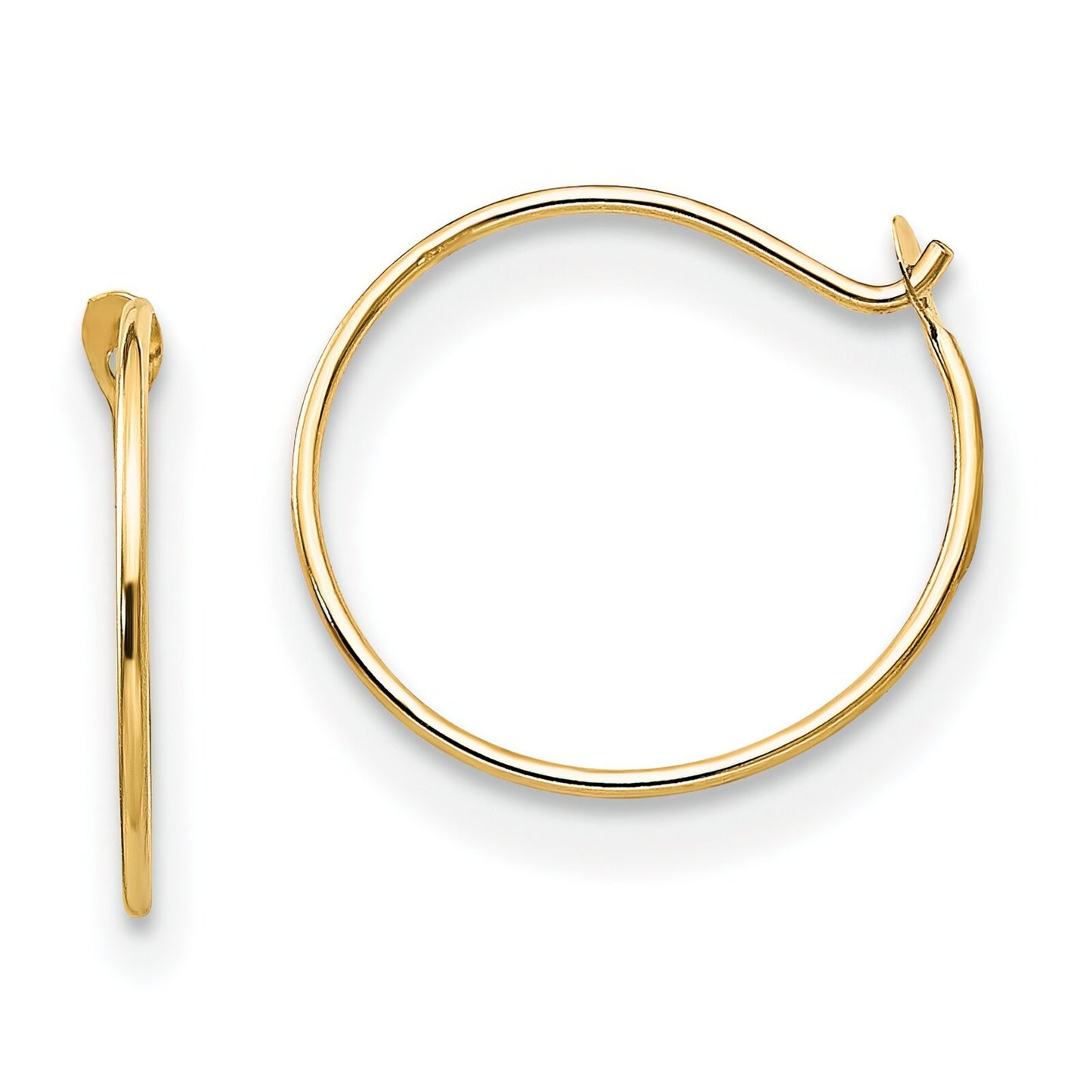 14K Yellow Gold Endless Hoop Earrings with Blue Jewelry Gift Box