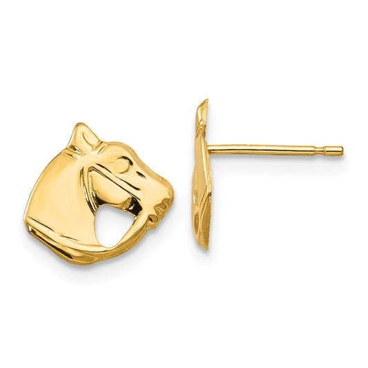 14K Gold Horse Head Stud Earrings