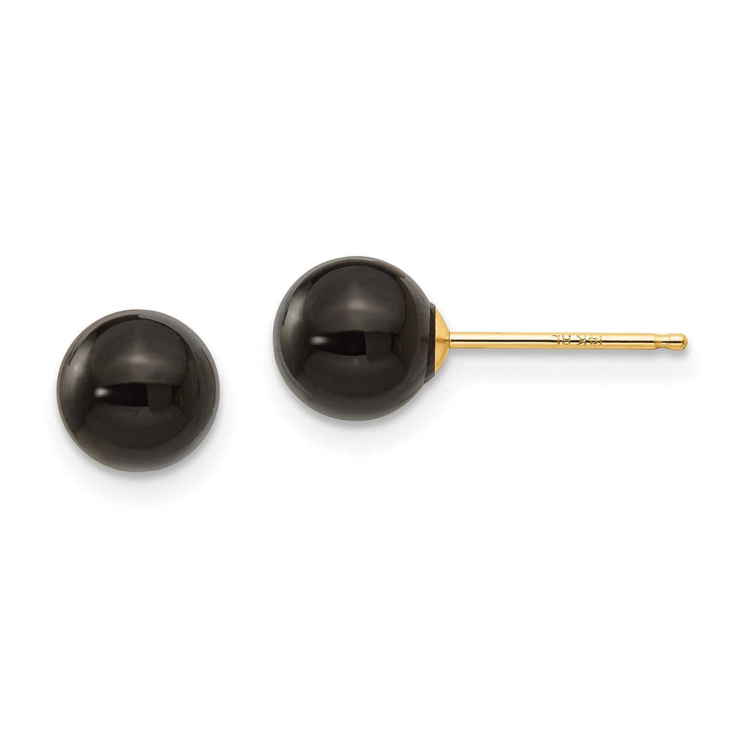 14K Gold Onyx Bead Stud Earrings
