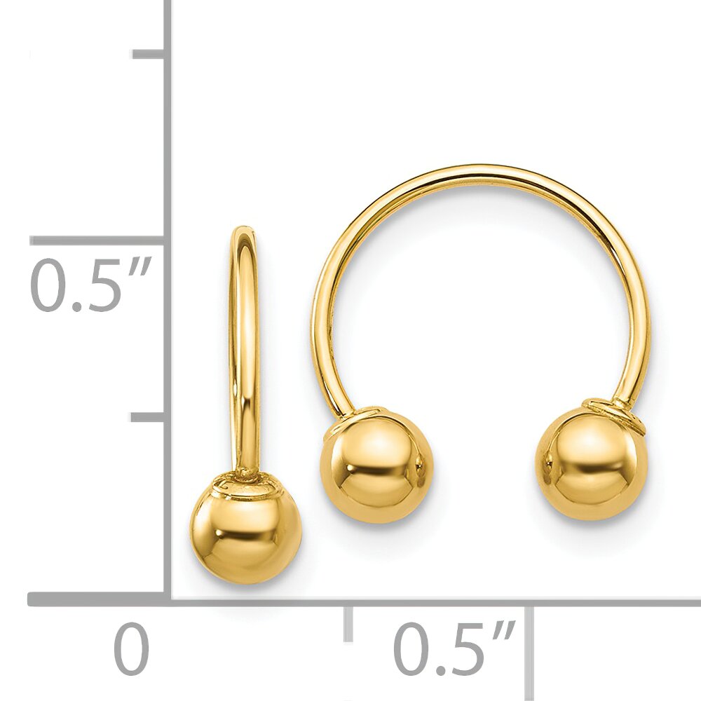 14K Gold Open Hoop Beaded Earrings