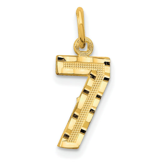 14K Gold Small Diamond Cut Number 7 Charm