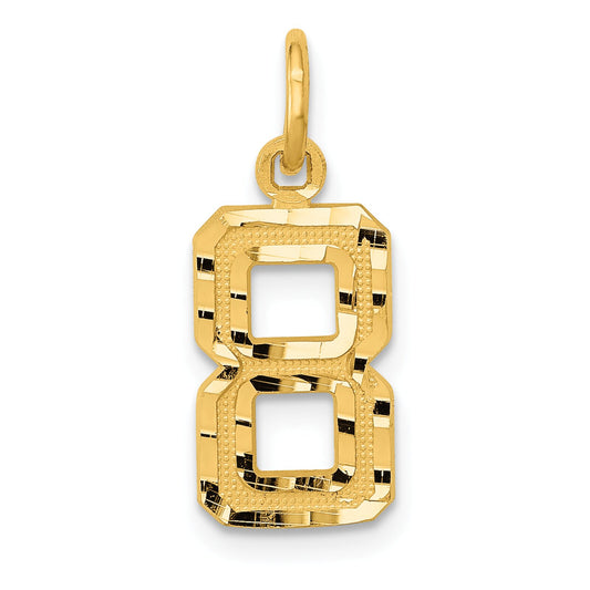 14K Gold Small Diamond Cut Number 8 Charm