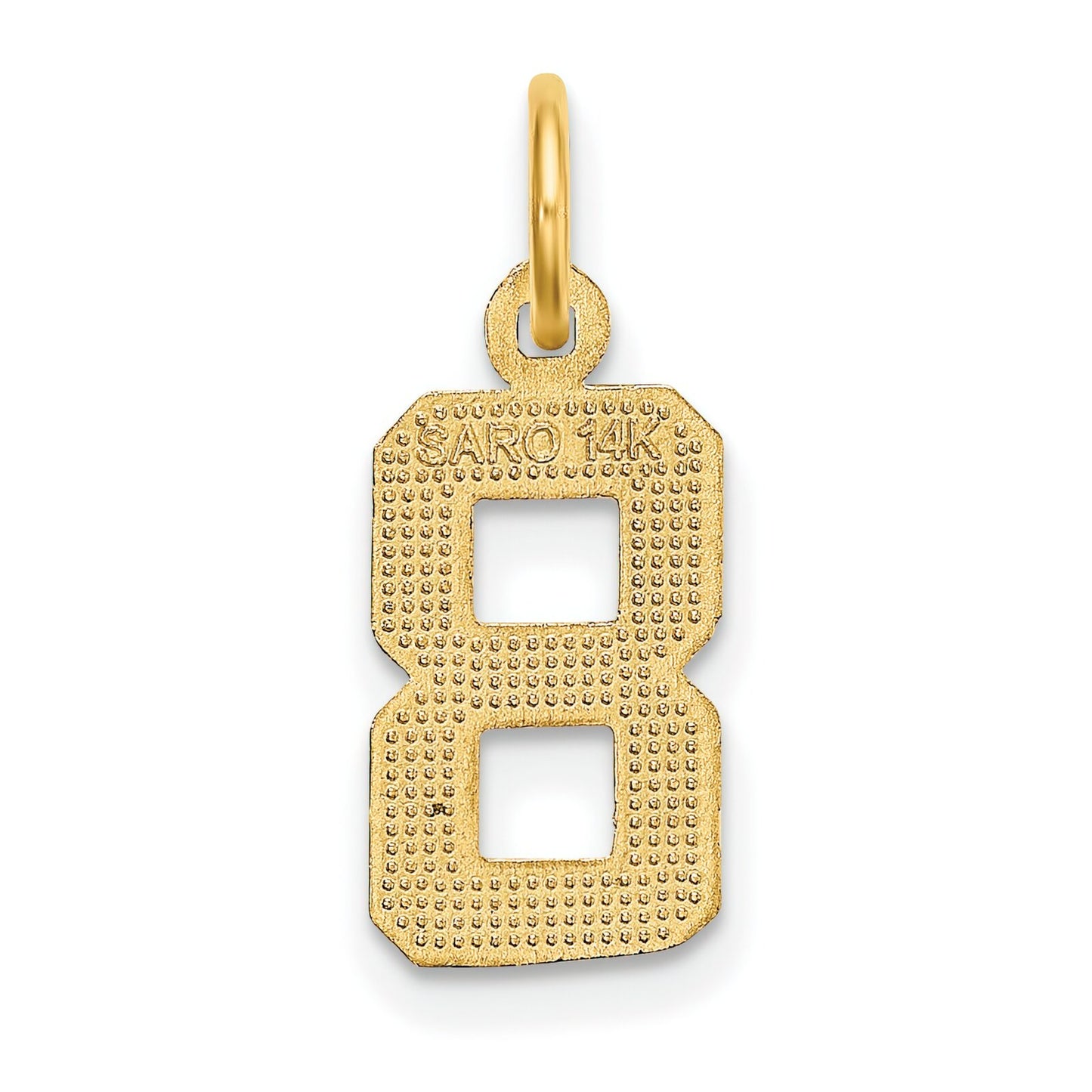 14K Gold Small Diamond Cut Number 8 Charm