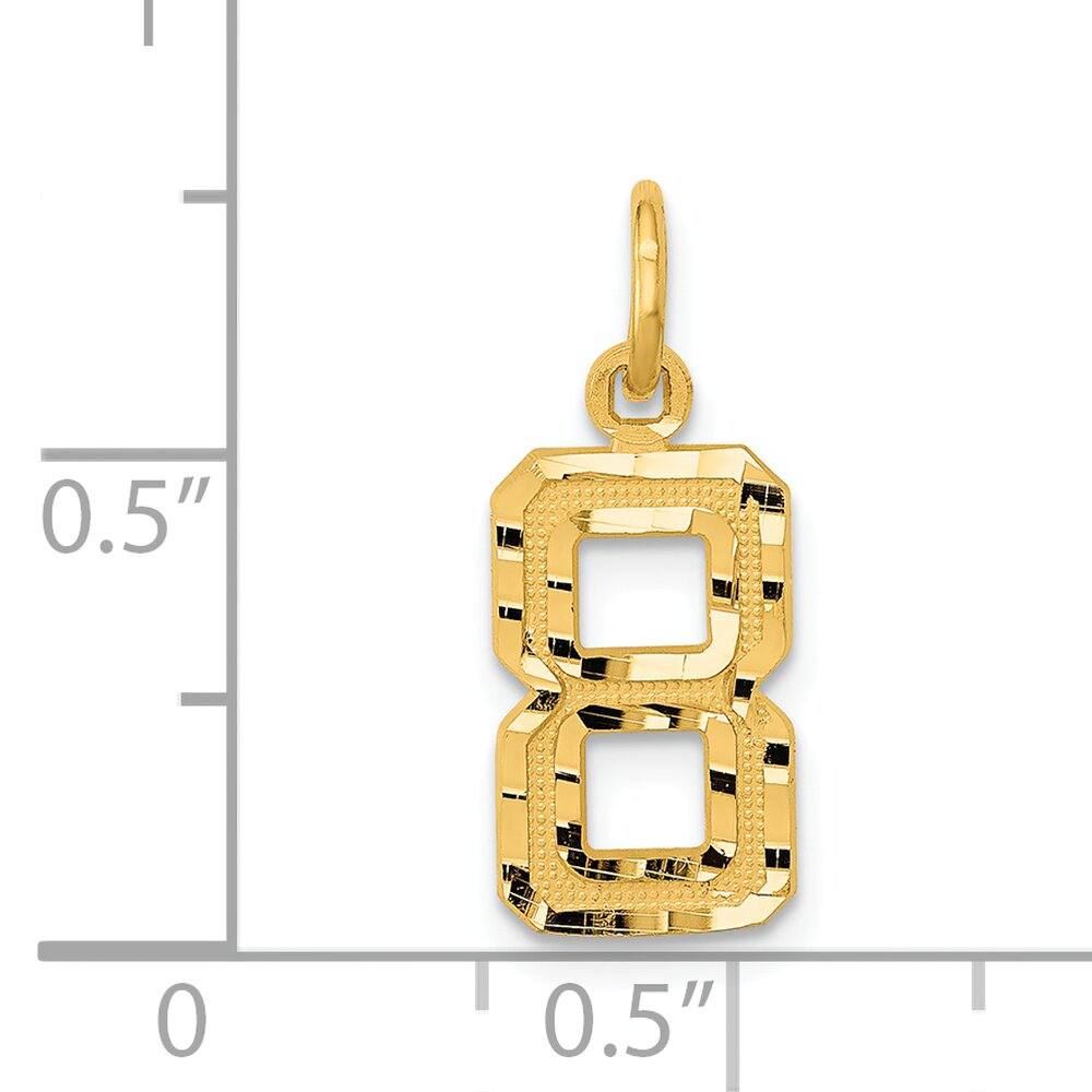 14K Gold Small Diamond Cut Number 8 Charm