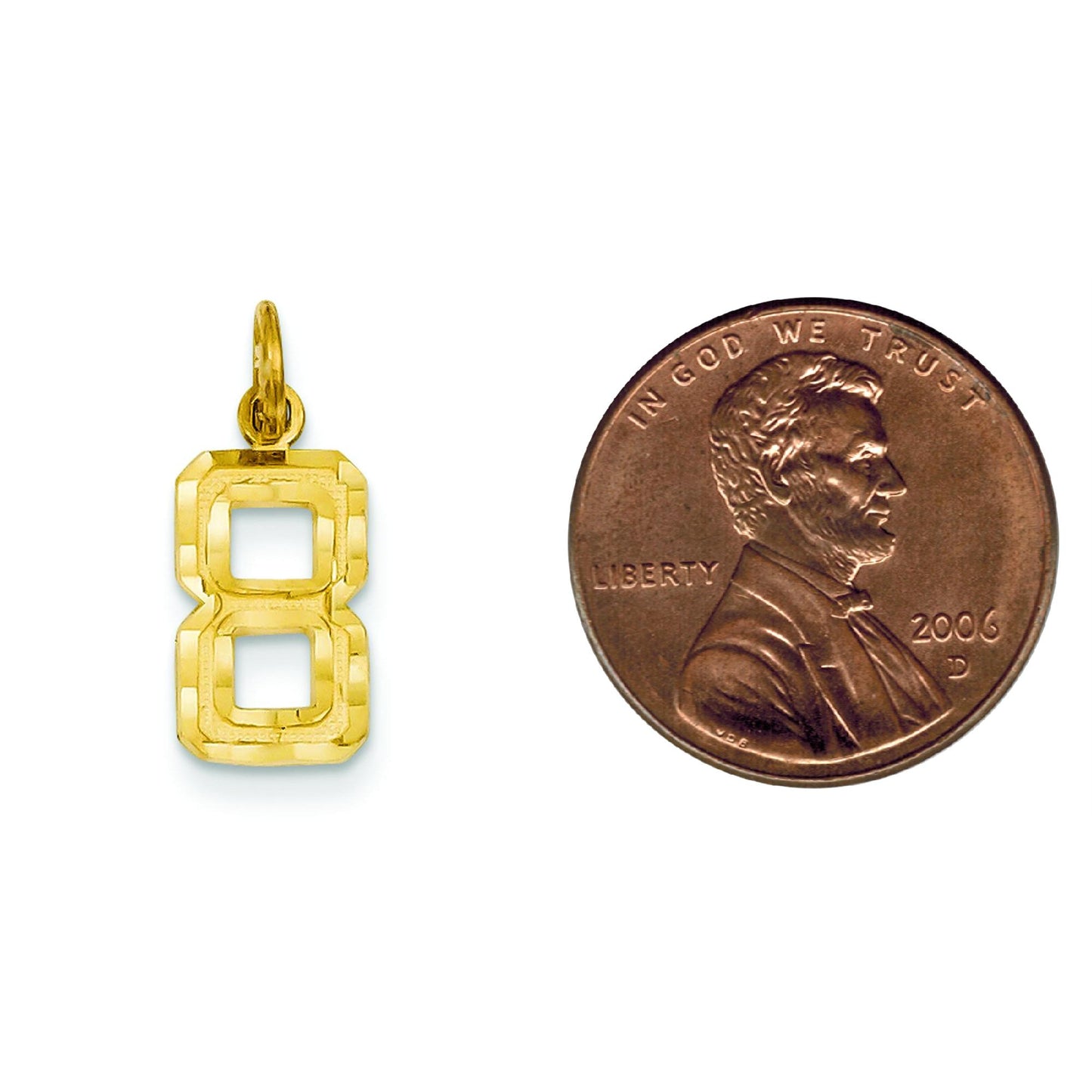 14K Gold Small Diamond Cut Number 8 Charm