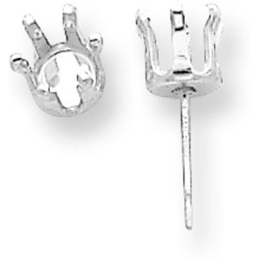 Sterling Silver 6 Prong Round Snap In Earrings 5mm Pack of 4 Backs not Included