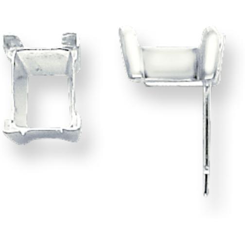 Sterling Silver Emerald Cut V-End Post Earrings (4.00mm to 8.00mm)