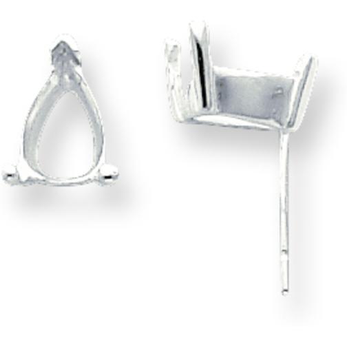 Sterling Silver 3 Prong Pear V-End Post Earrings (5.00mm to 9.00mm)