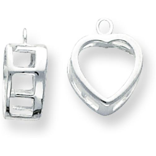 Sterling Silver Heart Earring Bezel Dangle (4.00mm to 10.00mm)