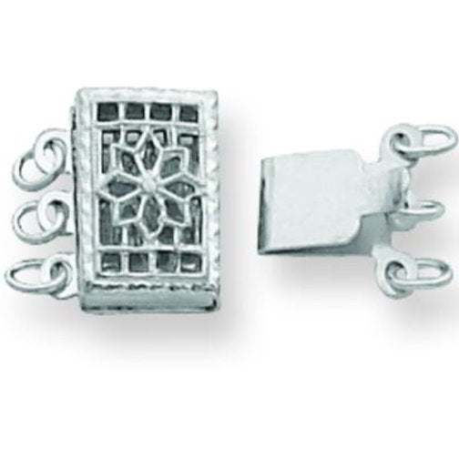 Sterling Silver Filigree 3 Strand Pearl Clasp (7.30mm to 7.40mm)