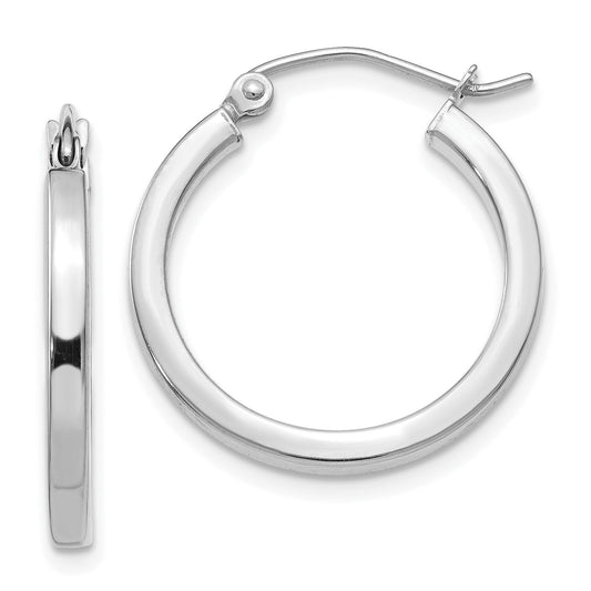 14K White Gold Square Hoop Earrings