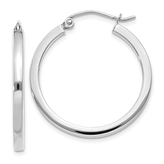 14K White Gold Square Hoop Earrings