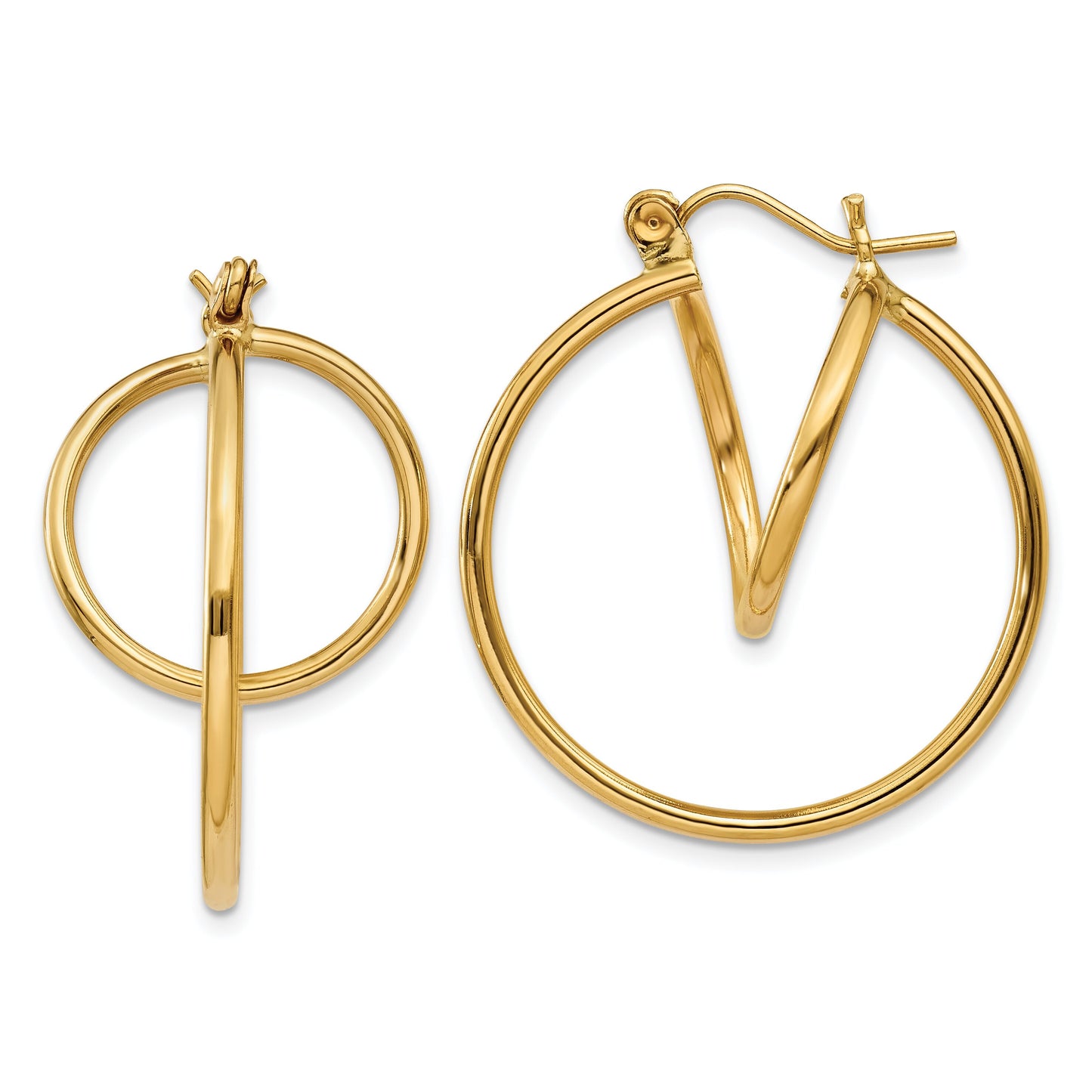 14K Gold Fashion Circle Hoop Earrings