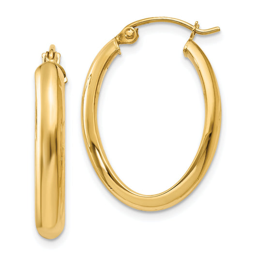 14K Gold Oval Hoop Earrings
