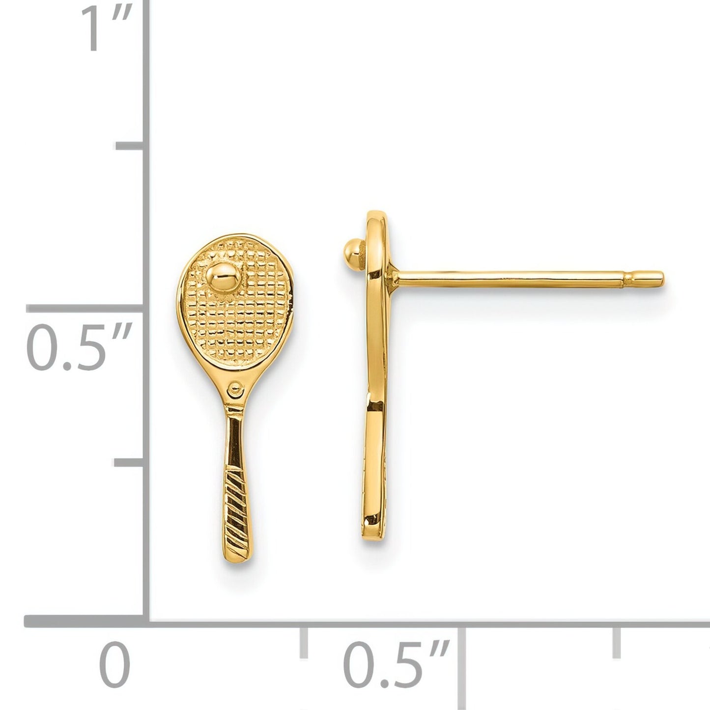 14K Gold Tennis Racquet w/Ball Stud Earrings