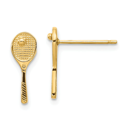 14K Gold Tennis Racquet w/Ball Stud Earrings